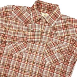 Vintage Big Mac Shirt Mens Medium Red Plaid Western Long Sleeve Pearl Snap
